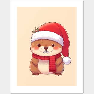 Cute Christmas Marmot Posters and Art